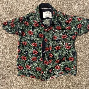 Kids Tropical Floral Button Down Shirt
